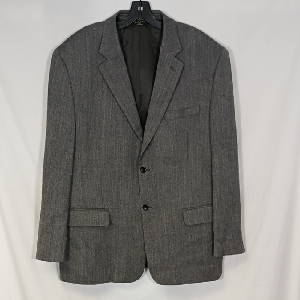 EUC Joseph & Feiss Gold Lambswool Gray Two-Button Coat Size 46 Regular